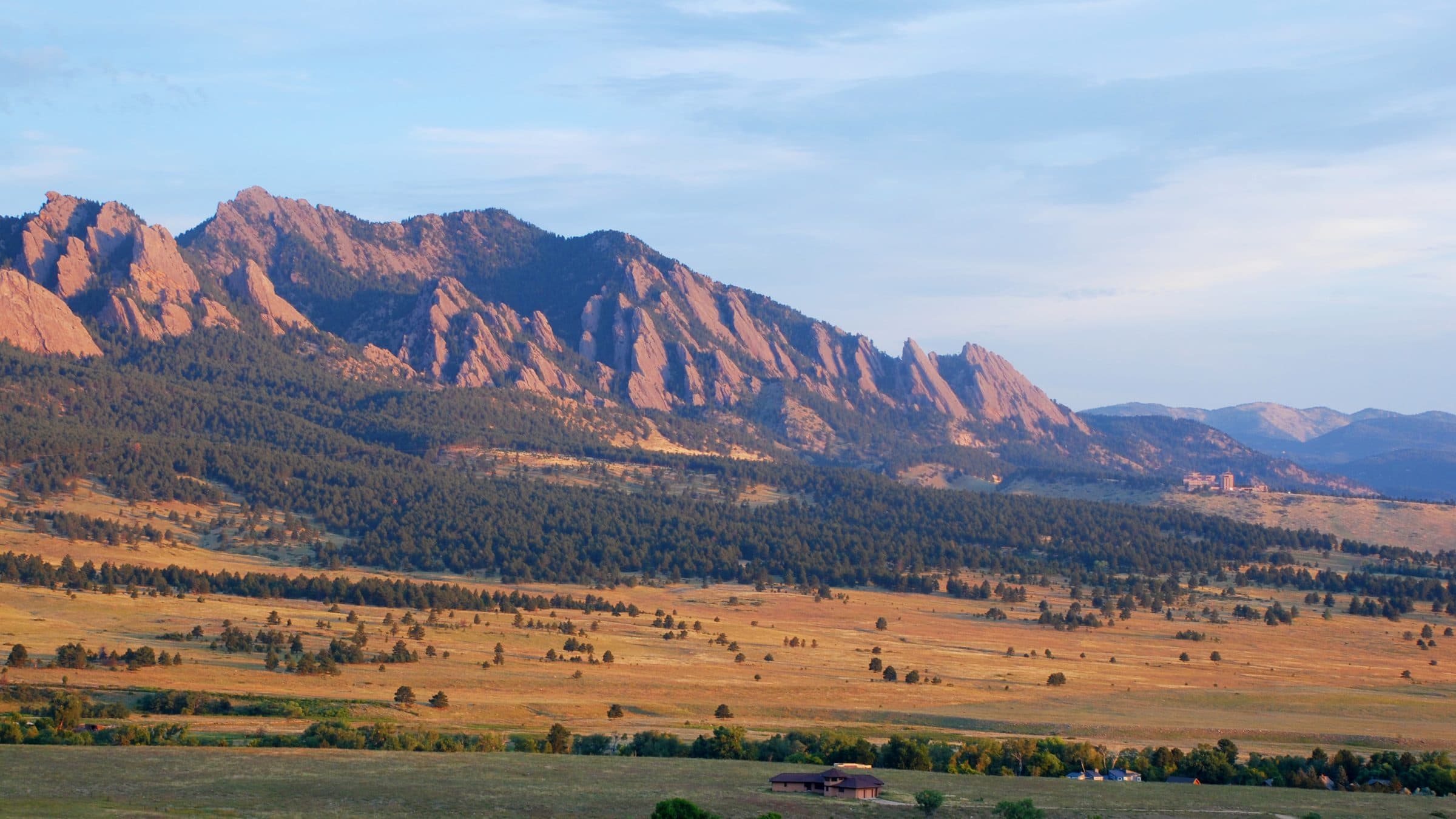 The Flatirons above Boulder at golden hour